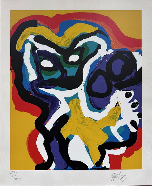Karel Appel - Wednesday "yellow flower head" screenprint
