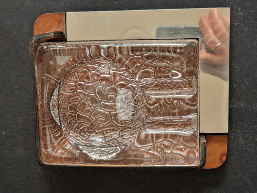 1970s Crystal and Leather Ashtray Made in Italy