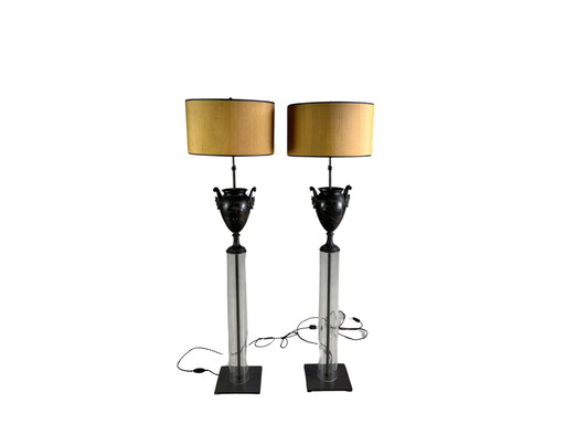 Set of 2 floor lamps antique look glass floor lamp lamp