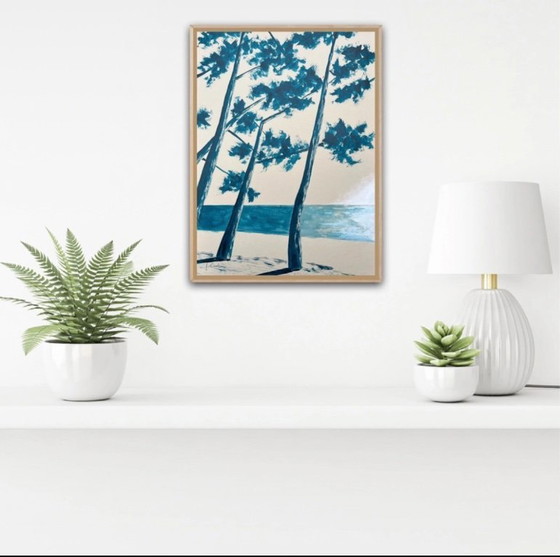 Image 1 of Inchiostro blu cinese su carta naturale. Dimensioni 30x40 cm.