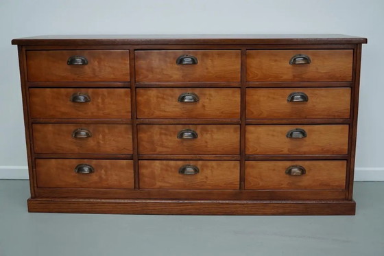 Image 1 of Vintage Nederlandse kersenhouten apothekerskast / archiefkast, jaren 1930