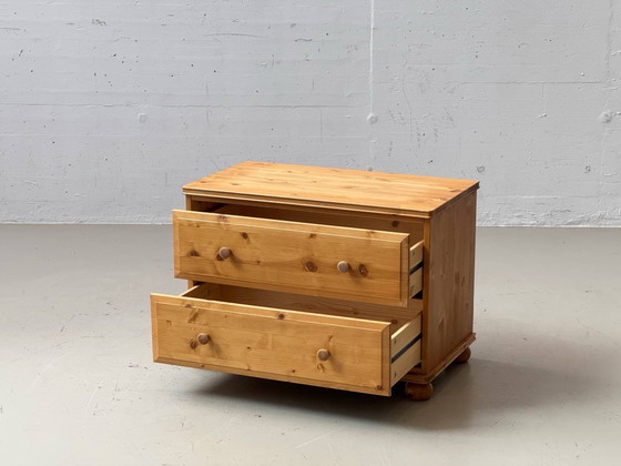 Solid Pine Chest of Drawers with 2 Drawers, Country Style, 1990s, Sideboard, Wood, Beige (photo 2 of 15)
