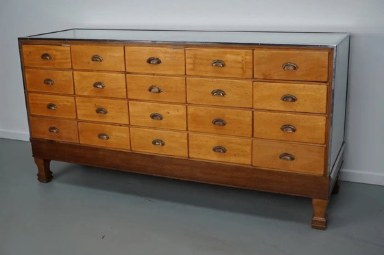 Image 1 of Vintage Engelse esdoorn en eiken haberdasherykast / toonbank, jaren 1930