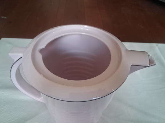 Image 1 of Servizio da caffè/tè Art Déco originale - Epiag, Cecoslovacchia (anni '20/'30) - Porcellana rosa con bordo argentato