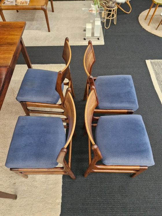 Image 1 of Set da pranzo vintage con tavolo allungabile e 4 sedie in palissandro, anni '70