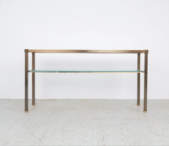 Image 1 of Consolle in ottone e vetro, anni '70