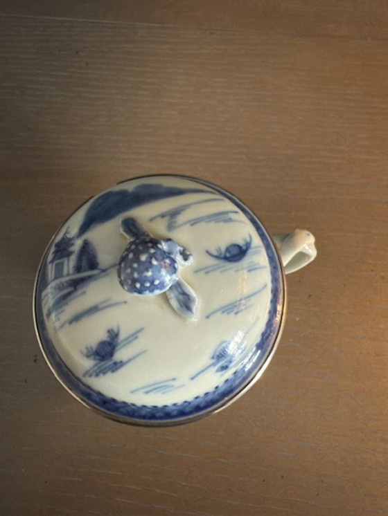 Image 1 of Mosterdpot Sterling Zilver .916 Leitão & Irmão (Koninklijke Juwelier) & China Porselein