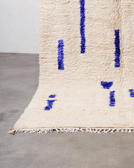 Grand tapis berbère fait main artisanale authentique 3/4 m, Ahrend, Laine, Bleu (photo 5 sur 7)