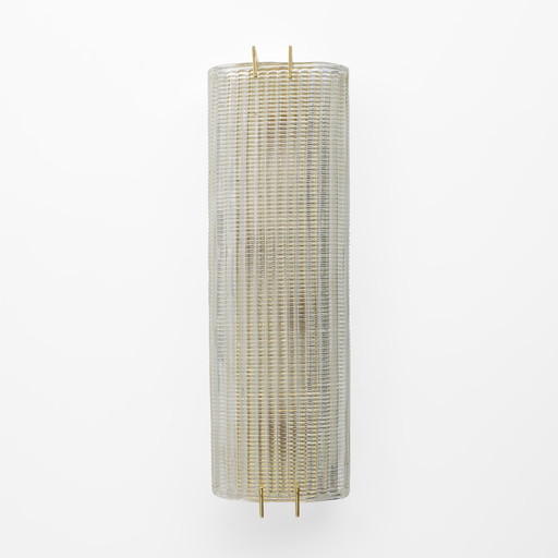 Pair of Modern Italian Brass and Murano Glass Textured Wall Sconces