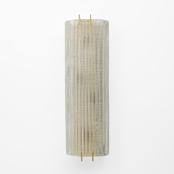 Image 1 of Coppia di applique da parete moderne in ottone italiano e vetro di Murano testurizzato