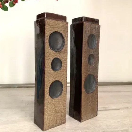 Image 1 of Vasi in ceramica retrò, Jihokera, anni '70, set di 2