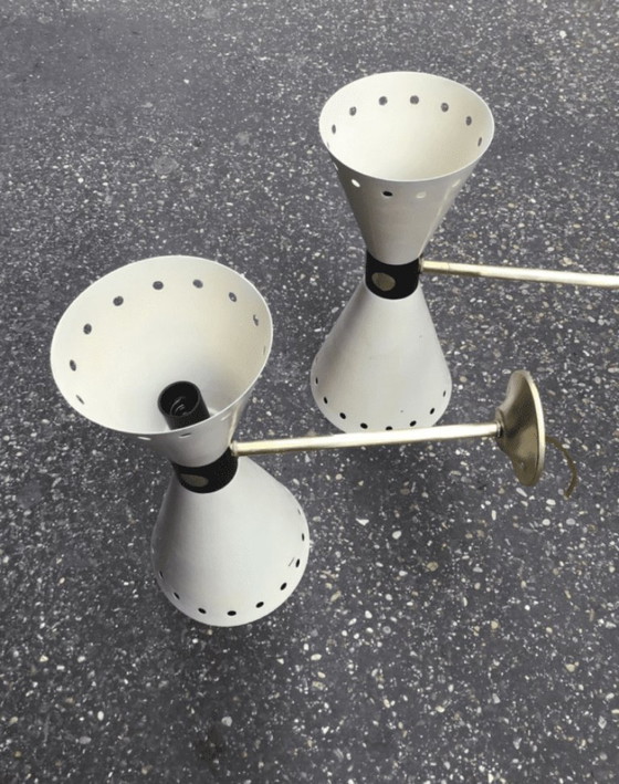 Applique modello Diablo Stilnovo anni 50, Il Nuovo, Metallo, Bianco, Mid Century Modern (foto 4 di 6)