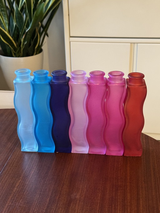 Set of 7 vintage IKEA Skamt Squiggle Zigzag Vases 90s design
