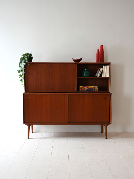 Image 1 of Danish Vintage Sideboard with Drop-Down Door and Sliding Panels