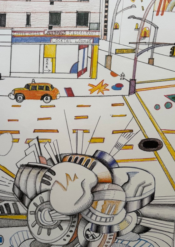 Saul Steinberg (1914–1999), Cocktail Lounge, 1986, Vintage tentoonstellingsposter, gedrukt in Frankrijk (photo 3 of 12)