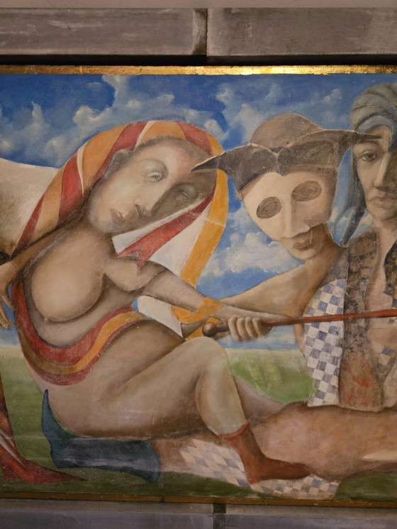 Image 1 of Large Surrealist Painting by Leo Bos