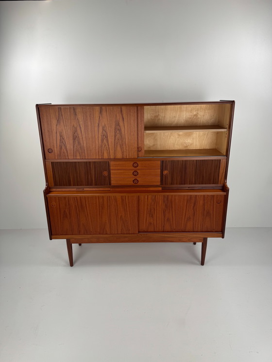 Image 1 of Johannes Andersen Highboard for J. Skaaning & Søn – Danish Design with Hidden Bar, 1960s