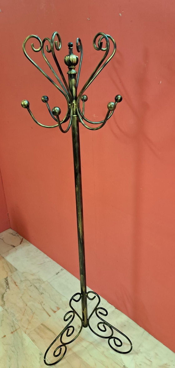 Vintage Golden Forged Coat Rack, Iron, Black (photo 2 of 5)