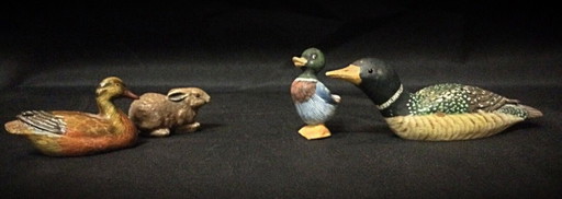 Lot de 4 petites figurines d'animaux - Statuettes de canard et de lapin - 2Y30
