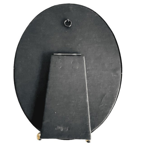 Image 1 of Dipinto vintage Art Nouveau di Alphonse Mucha Champenois Hallmark cornice ovale in ottone degli anni '60