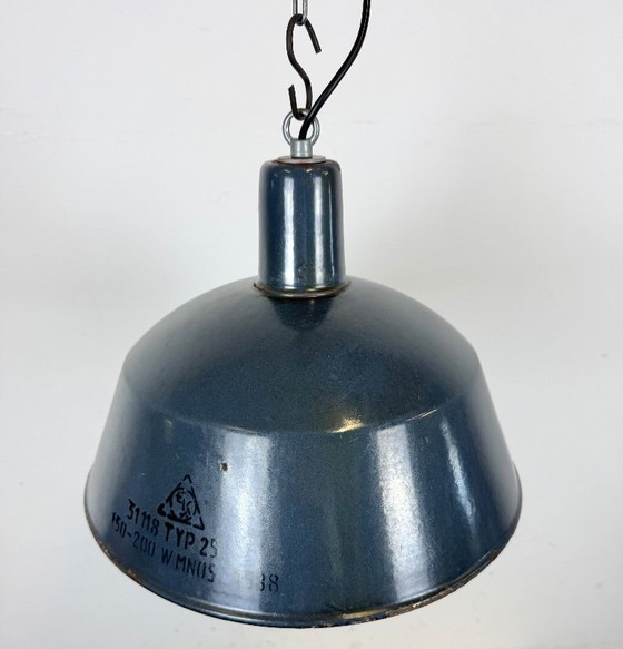 Image 1 of Lampada a sospensione industriale in smalto blu scuro di EMAX, anni '60