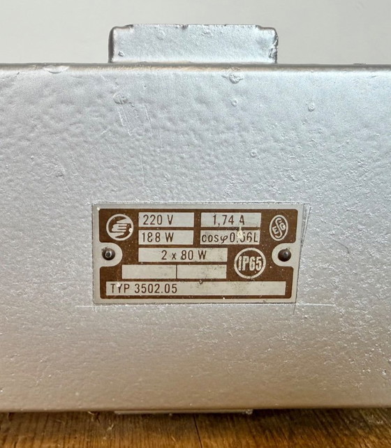 Image 1 of Industriële zilverkleurige buislamp van Elektrosvit, jaren 70.