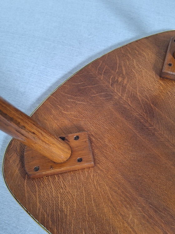 Table basse/d'appoint triangulaire vintage des années 1950 – Tables d'appoint, Wood, Metal (photo 7 of 7)