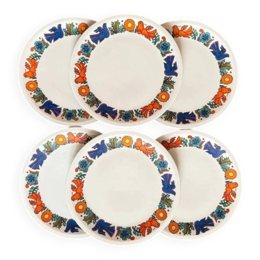 Lot de 6 assiettes à dessert Acapulco par Villeroy & Boch - Années 70