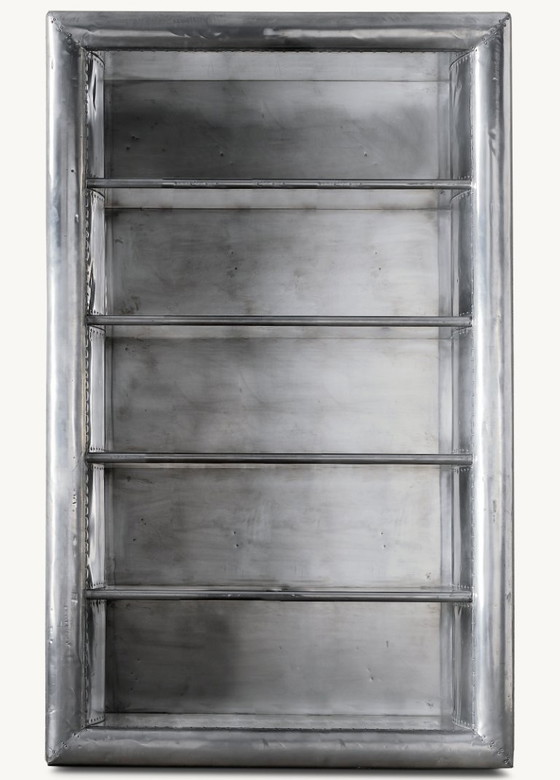Restoration Hardware Aviator Streamline Bookcase set of 2, Wood, Aluminium, Silver (photo 3 of 5)