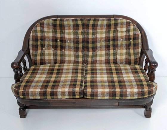 Image 1 of Mid-Century Modern Italian Walnut and Fabric Country Sofa by Pizzetti Roma, 70s