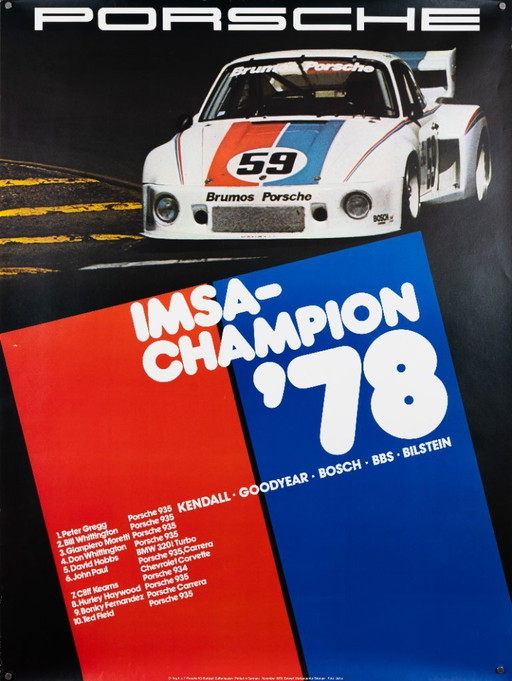 Porsche Imsa Champion 78 – 1978 – Original Vintage Porsche Poster by Werbeagentur Strenger – Vintage Motorsport – 102x76 cm