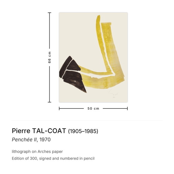 Pierre Tal-Coat signierte Lithographie Penchée II 1970 – Lithographien & Drucke, Paper (photo 3 of 5)