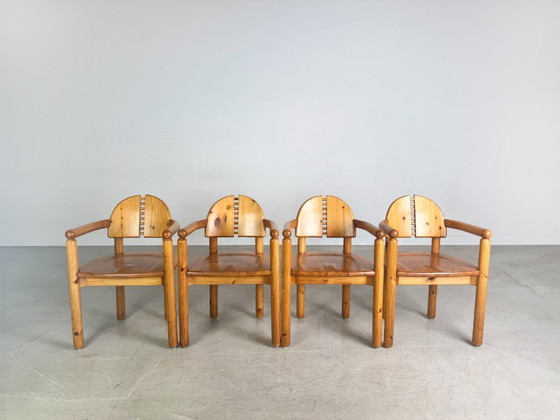 Image 1 of Set di 4 sedie originali Rainer Daumiller del Medioevo con braccioli