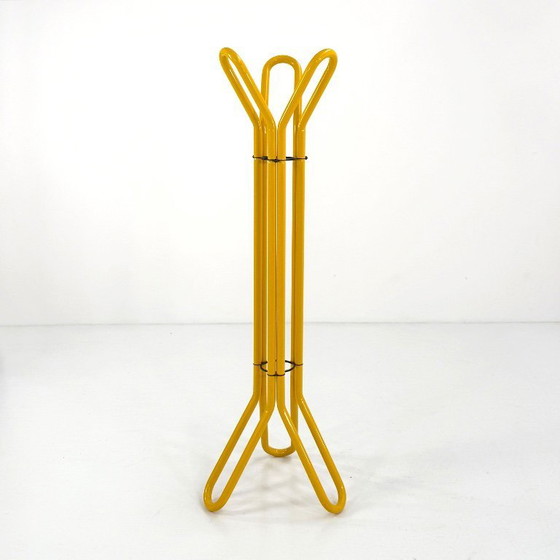 Image 1 of Gelber röhrenförmiger Steh-Garderobenständer, 1980er Jahre