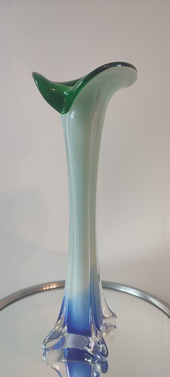 Image 1 of Soliflore vase "Incamiciato" Italian blown glass.