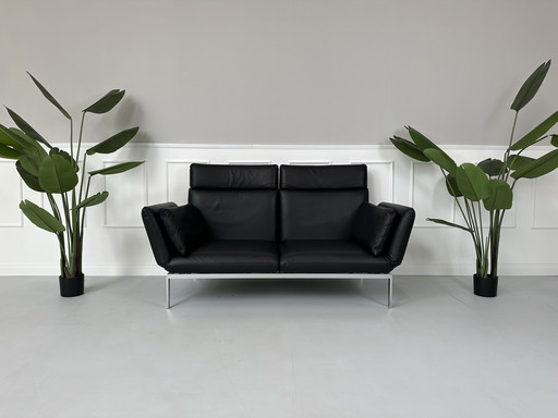 Brühl Roro Designer Leather Black Sofa Sofa Bed Couch