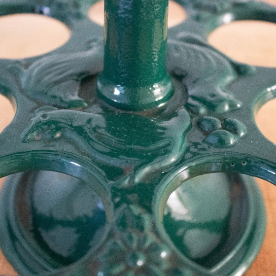 Image 1 of Porte-œufs vintage en fonte verte : design français