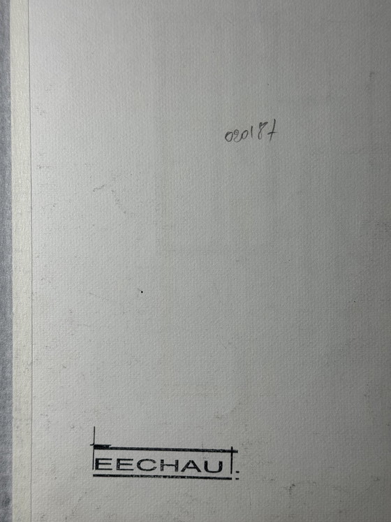 Image 1 of Eugène Eechaut (1928-2019) - ingelijste inktcompositie met collage, 1987