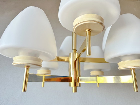 Vintage Kaiser Leuchten Pendant lamp – Glass, Brass (photo 15 of 15)