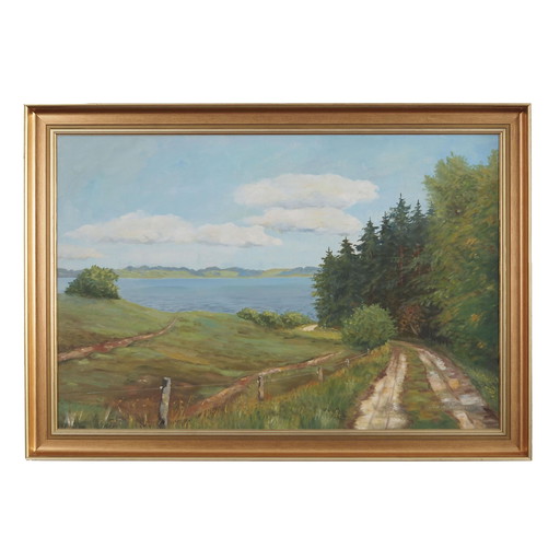 Peinture "The Road to the Lake", design danois, années 1980, par Karin Hermansen