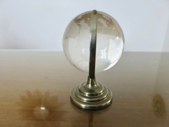 Image 1 of Kleiner Kristallglobus, dekorativer Briefbeschwerer, 1970er Jahre