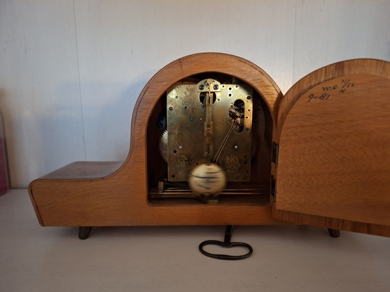 Bazuin Orologio da camino antico in legno con pendolo e chiave di carica, Vetro, Marrone (foto 4 di 5)