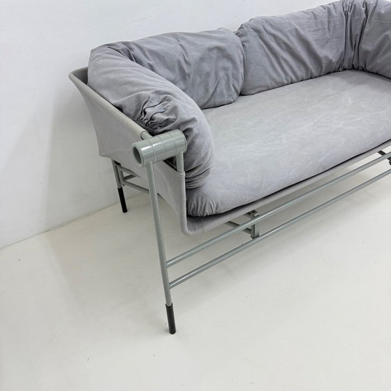 Grey 2 seaters with metal frame Bruno Rota for Esse, 1986 Italy, Textile, Modern (photo 13 of 15)