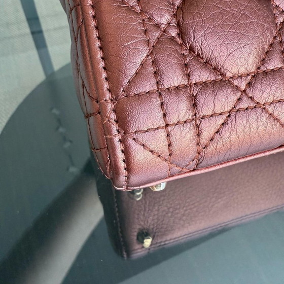 Image 1 of DIOR LADY MINI - PELLE DI VITELLO CANNAGE MARRONE, FERRAMENTA ORO, CINTURINO REGOLABILE