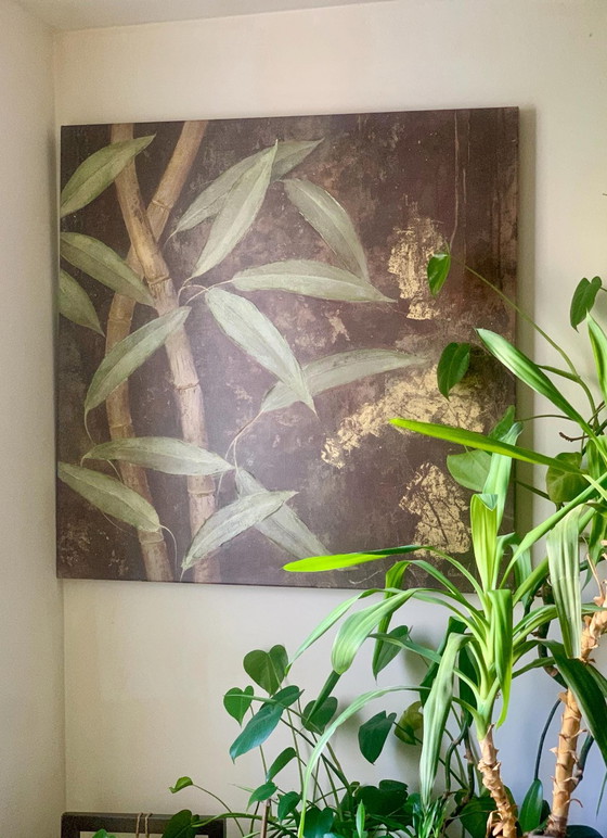 Fabrice de Villeneuve: Hand-embellished giclée canvas, bamboos 100x100 – Paintings & Drawings, Wood (photo 7 of 15)