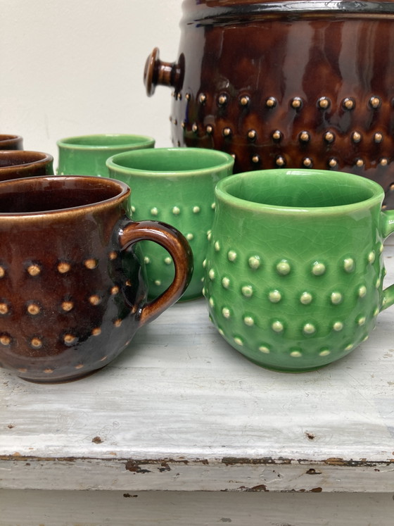 Ponchera de Alemania Occidental de los años 60/70 con 6 tazas. – jasba/Scheurich?, Vajillas, Ceramic (photo 4 of 7)