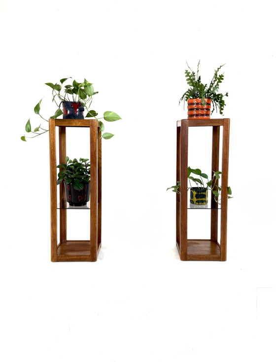 Supporto per piante vintage in teak e vetro fumé, Uldum Møbelfabrik anni '60 – Porta piante, Glass, Wood (photo 7 of 11)