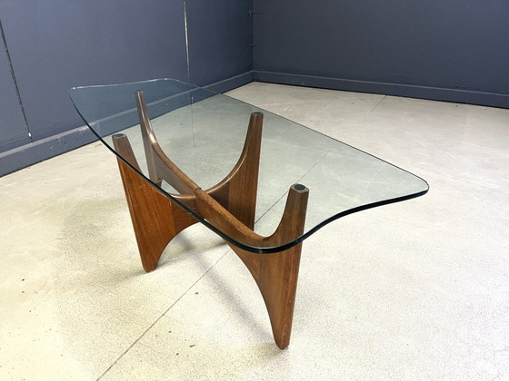 Image 1 of Table basse scandinave en teck et verre, années 1960