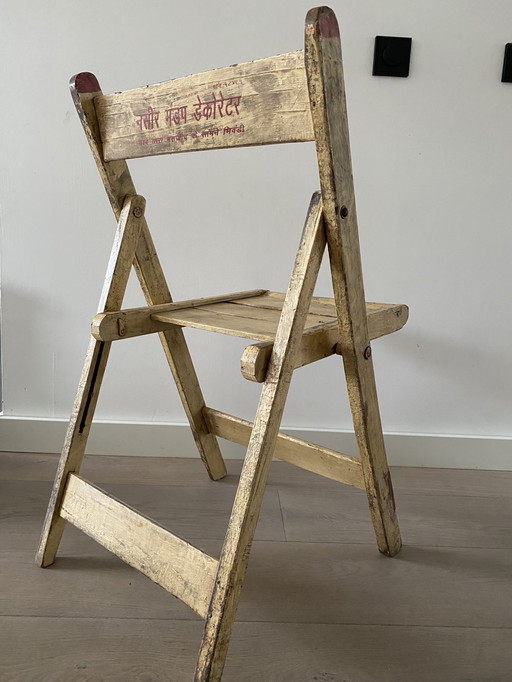 Silla plegable de madera india vintage