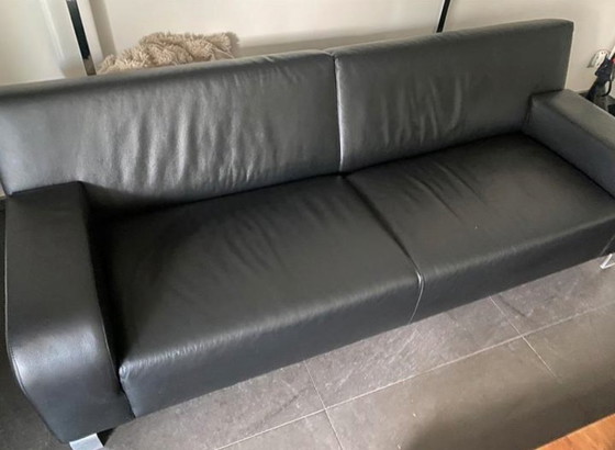 Image 1 of Leolux 2.5 et 3 places le plus cher en cuir noir